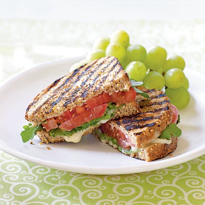 Grilled tomato and Brie sandwiches