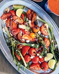 Grilled tomato-and-scallion salad