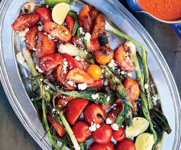 Grilled tomato-and-scallion salad