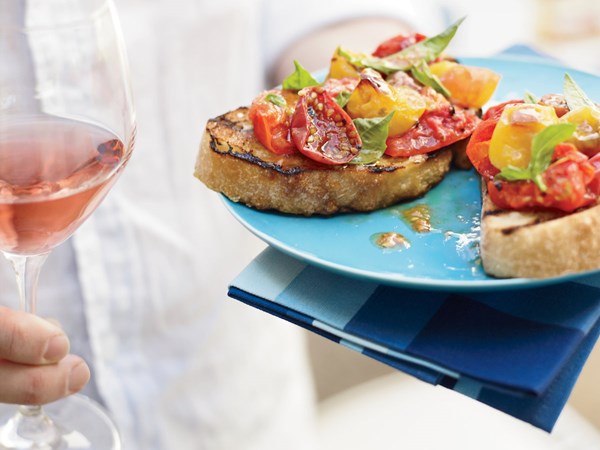 Grilled tomato crostini