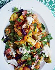 Grilled tomato salad with mozzarella and unagi sauce
