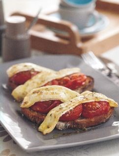 Grilled tomatoes and melting Brie on sourdough