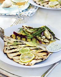 Grilled trout with lemon-caper mayonnaise