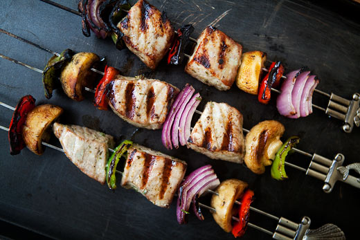 Grilled tuna kebabs