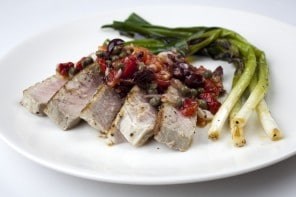 Grilled tuna steak with Provencal vinaigrette