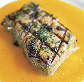 Grilled tuna steaks with mango-habanero mojo