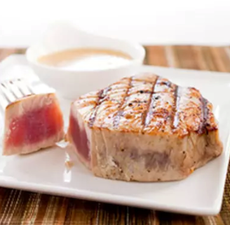 Grilled tuna steaks with soy-ginger vinaigrette