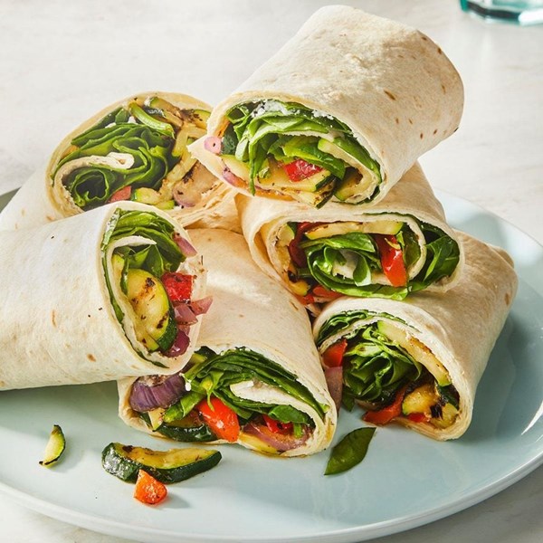 Grilled vegetable & goat cheese wraps
