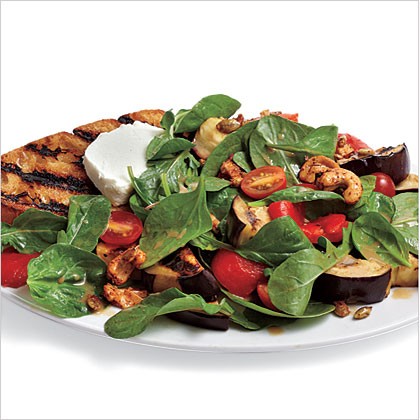 Grilled vegetable and goat cheese salad