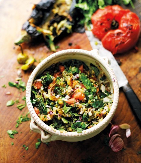 Grilled vegetable 'caviar'
