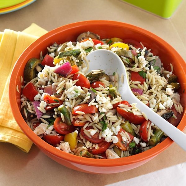 Grilled vegetable orzo salad