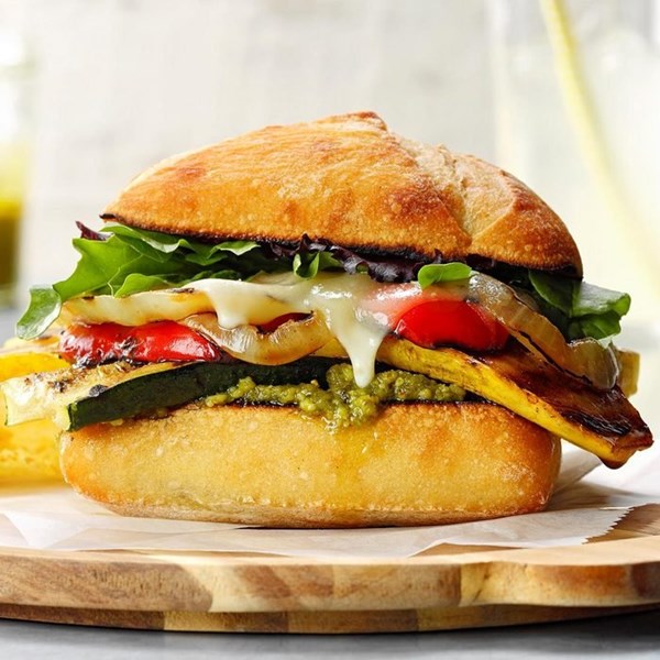 Grilled vegetable pesto sandwiches