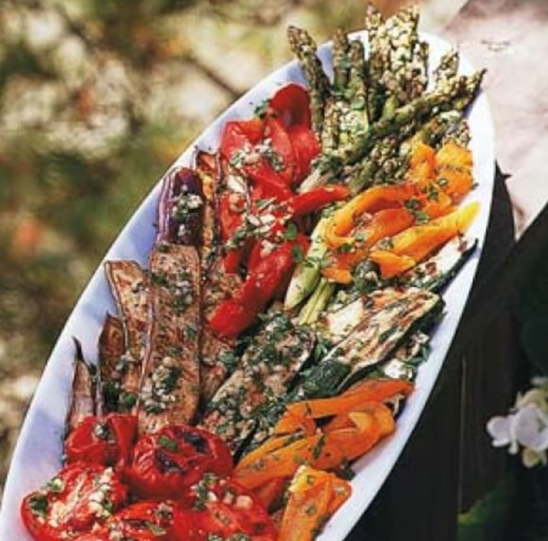 Grilled vegetable platter with picnic vinaigrette