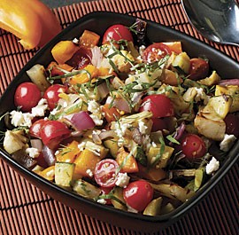 Grilled vegetable salad with feta