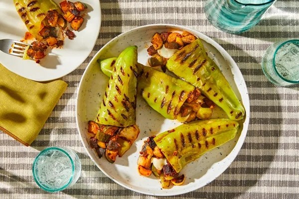 Grilled vegetable stuffed peppers