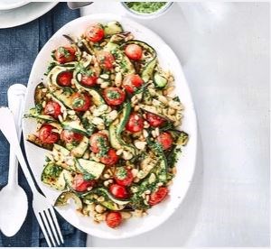 Grilled vegetables with cannellini beans & vegan pesto