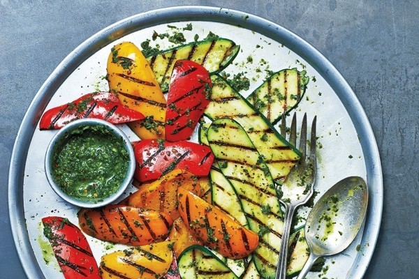 Grilled vegetables with chimichurri sauce