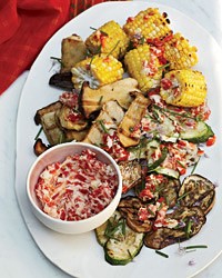 Grilled vegetables with roasted-chile butter