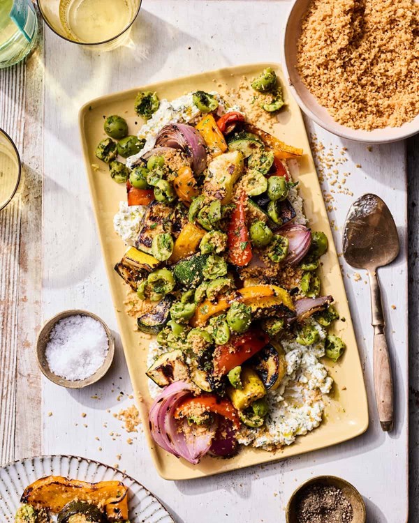 Grilled vegetables with whipped feta