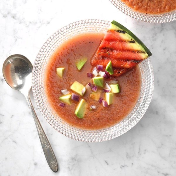 Grilled watermelon gazpacho