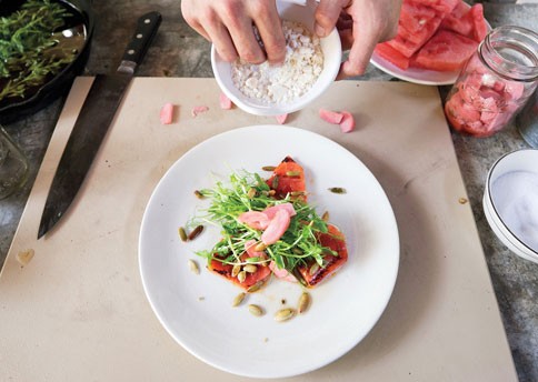 Grilled watermelon salad