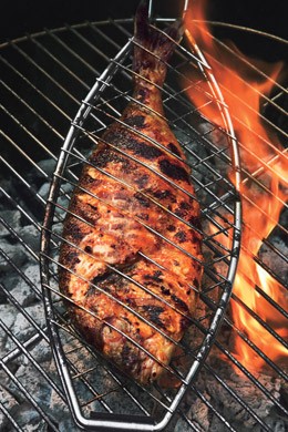 Grilled whole sea bream with chile glaze