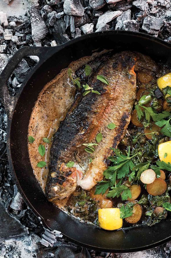 Grilled whole trout