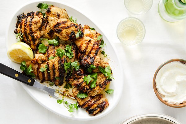 Grilled za'atar chicken with garlic yogurt and cilantro [Melissa Clark]