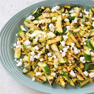 Grilled zucchini and corn salad