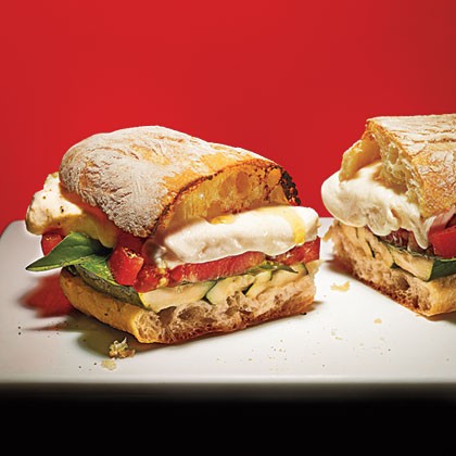 Grilled zucchini caprese sandwiches