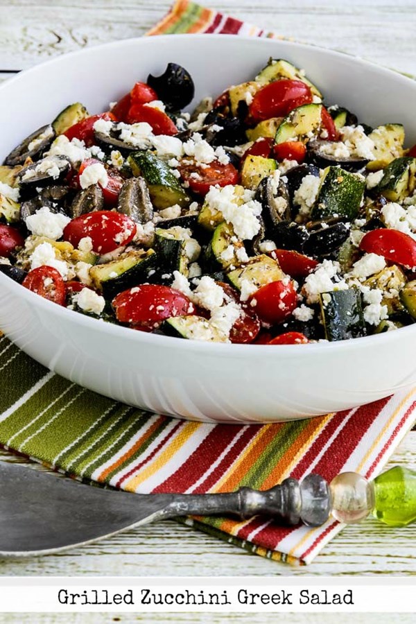 Grilled zucchini Greek salad