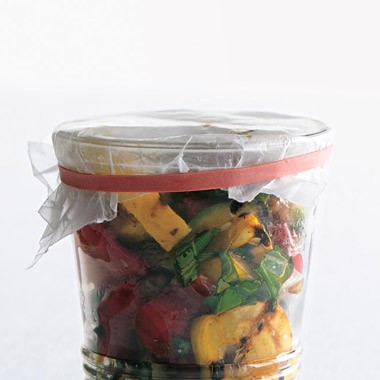 Grilled zucchini pepper salad