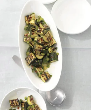 Grilled zucchini salad with lemon and scallions