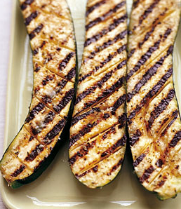 Grilled zucchini with garlic and lemon butter baste