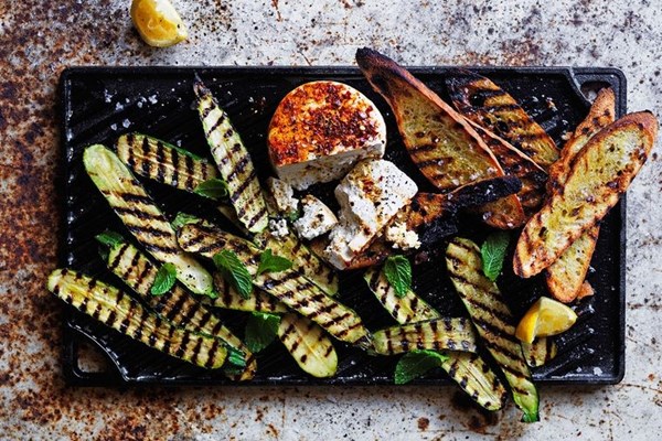Grilled zucchini with ras el hanout, ricotta and mint