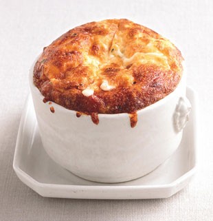 Grits, cheese, and onion soufflés