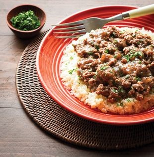 Ground beef & gravy with rice 