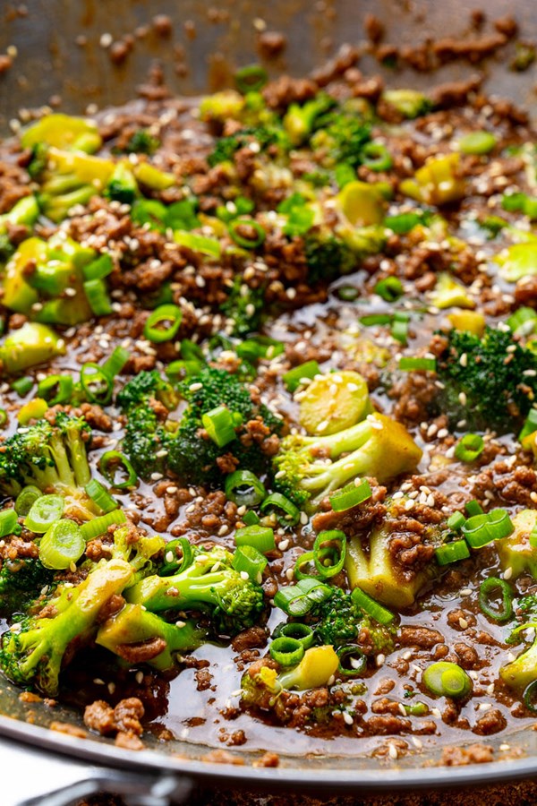 Ground beef and broccoli