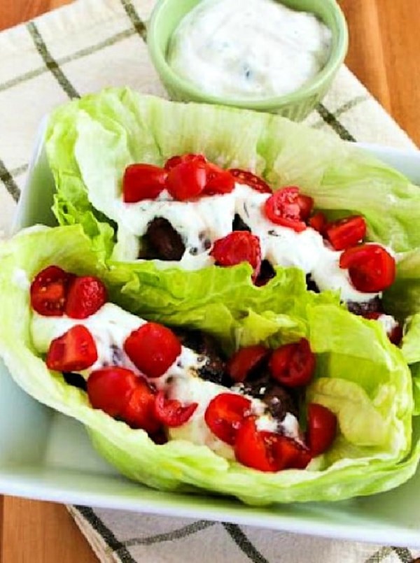 Ground beef gyro meatball lettuce wraps
