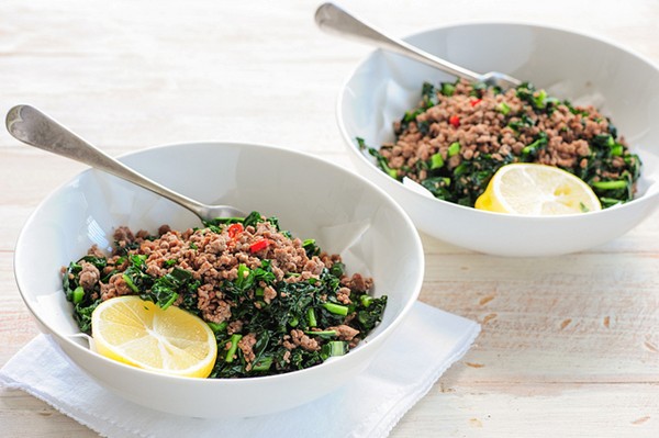 Ground beef with kale