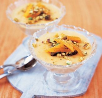 Ground rice in saffron-scented milk