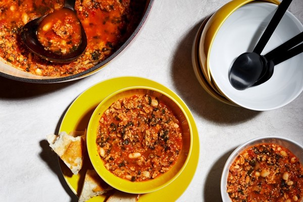 Ground turkey and white bean stew