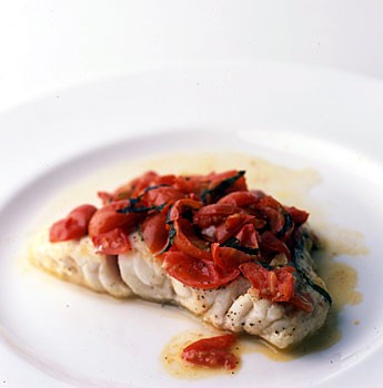 Grouper with tomato and basil