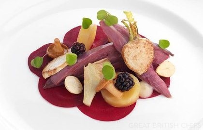 Grouse with beetroot