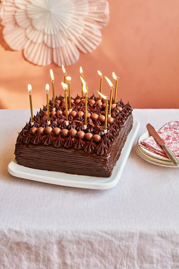 Grown-up chocolate birthday cake