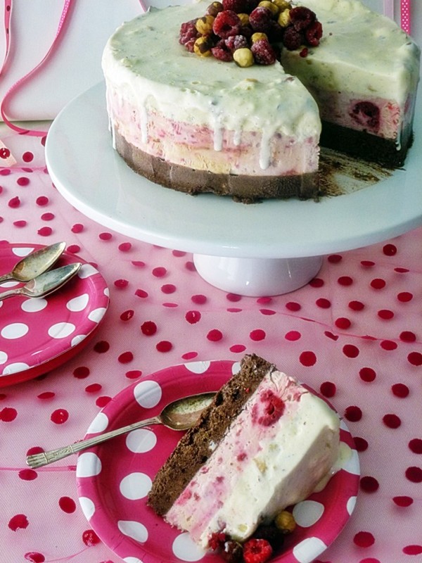 Grown up Neapolitan ice cream cake