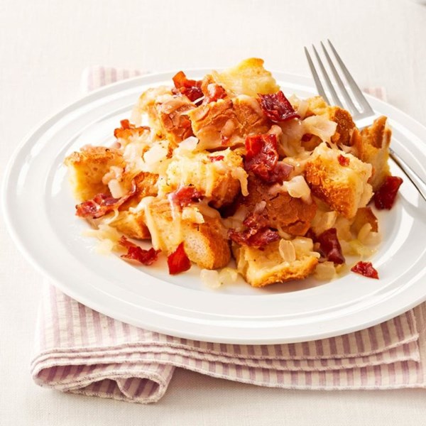 Gruyere & prosciutto strata