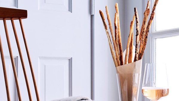 Gruyère, anchovy, and olive straws