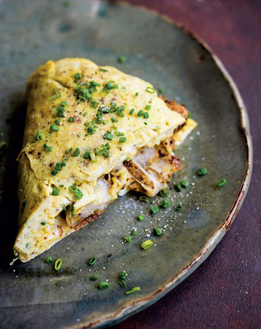 Gruyère and chive omelet