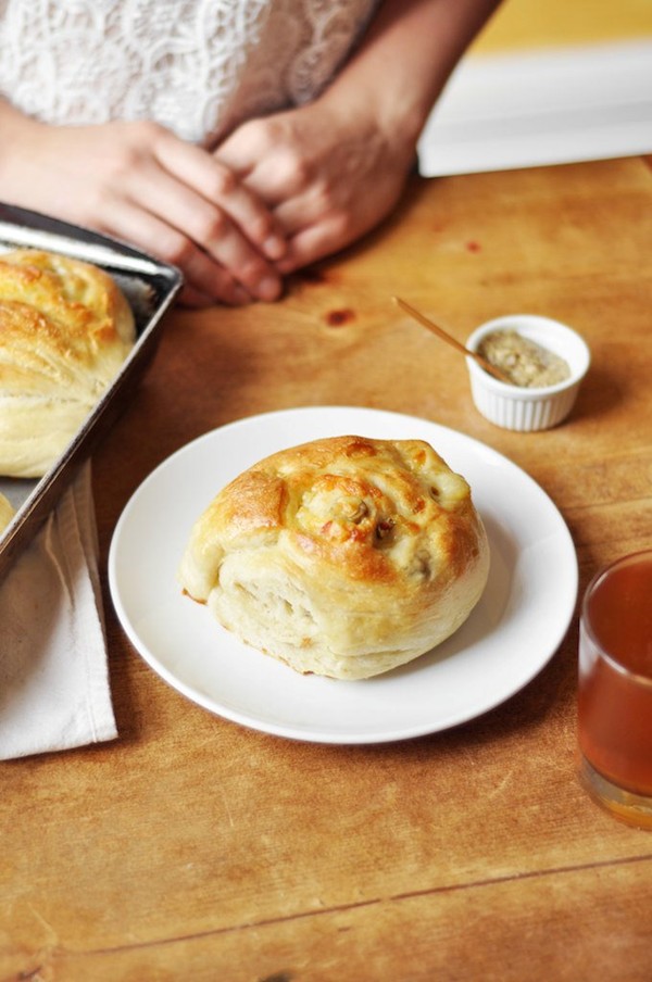 Gruyere and green olive rolls